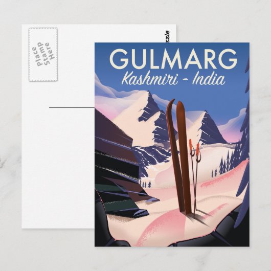 Gulmarg Kashmiri Indiaスキーのポスター ポストカード (正面/裏面)