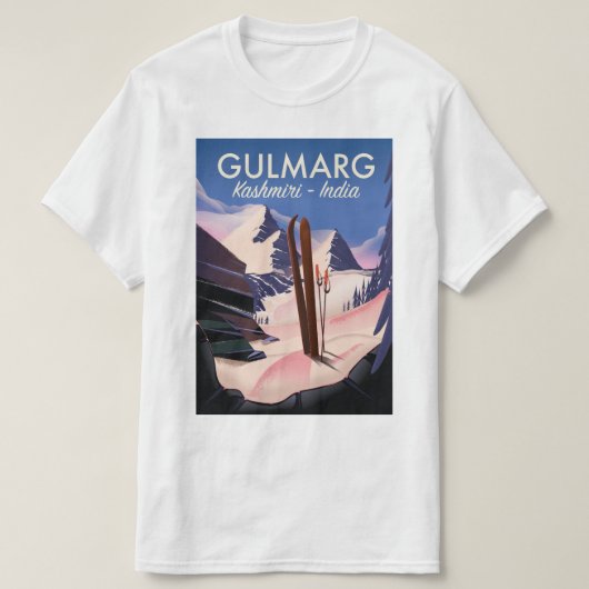 Gulmarg Kashmiri Indiaスキーのポスター Tシャツ (デザイン正面)