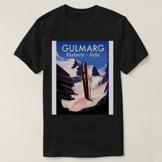 Gulmarg Kashmiri Indiaスキーのポスター Tシャツ (デザイン正面)