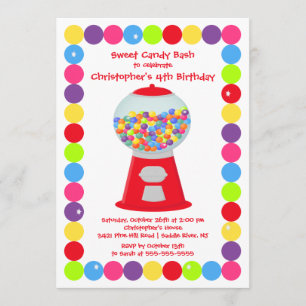 Gumballsキャンデーの強打の誕生日のパーティの招待状 招待状