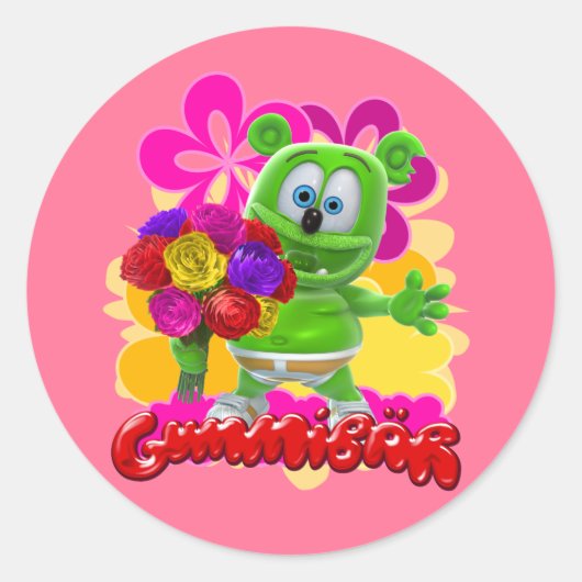 Gummibärの花柄のステッカー ラウンドシール (正面)