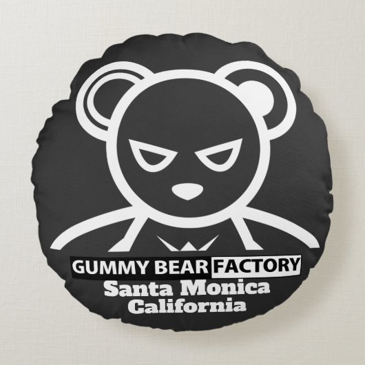 Gummy Bear Factory Gym/Fitness  Throw Pillow ラウンドクッション (正面)