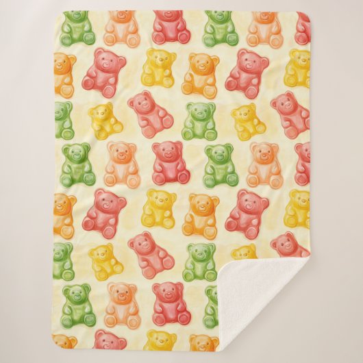 Gummy Bears Mint Pink Yellow Fruit Birthday シェルパブランケット (正面)