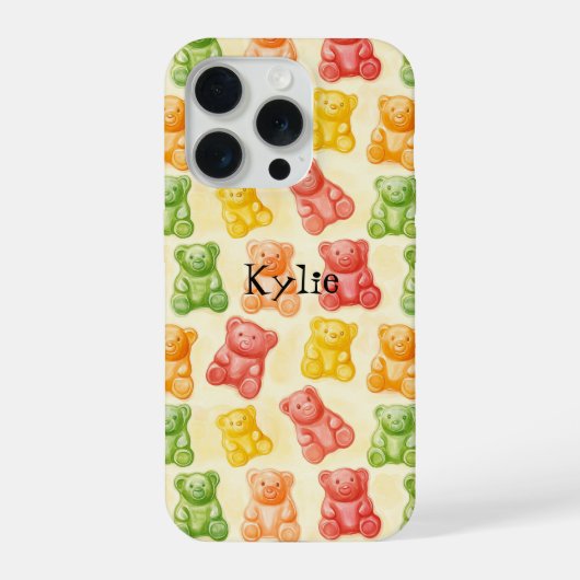 Gummy Bears Mint Pink Yellow Fruit Birthday iPhoneケース (裏面)
