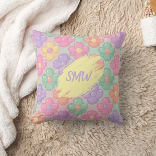 Gummy Candy Floral Personalized Throw Pillow クッション (ブランケット)
