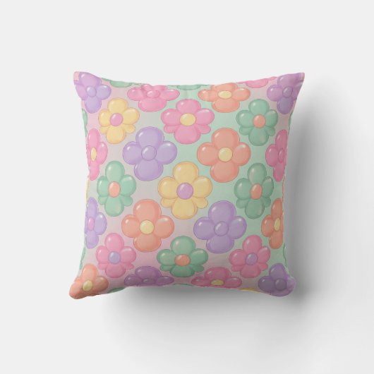 Gummy Candy Floral Personalized Throw Pillow クッション (裏面)