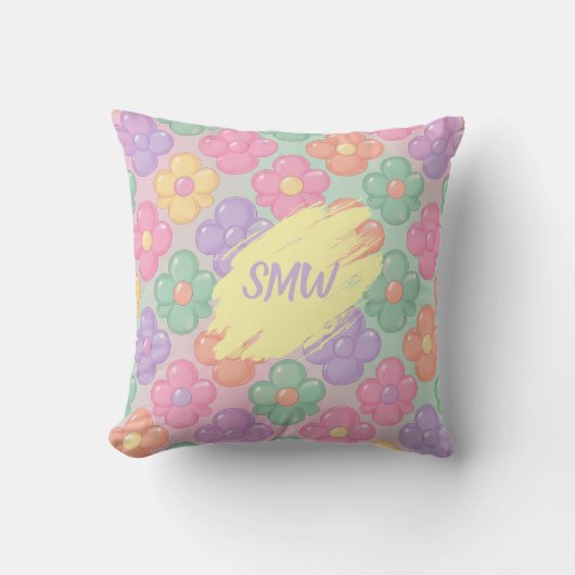 Gummy Candy Floral Personalized Throw Pillow クッション (正面)
