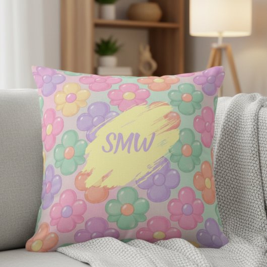 Gummy Candy Floral Personalized Throw Pillow クッション