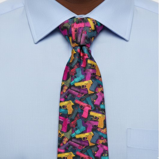 Gun Colorful Shooting Shooter Vibrant ネクタイ