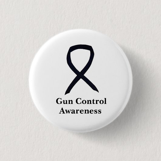 Gun Control Awareness Black Ribbon Button Pin 缶バッジ (正面)