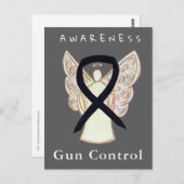 Gun Control Awareness Black Ribbon Custom Cards ポストカード (正面/裏面)