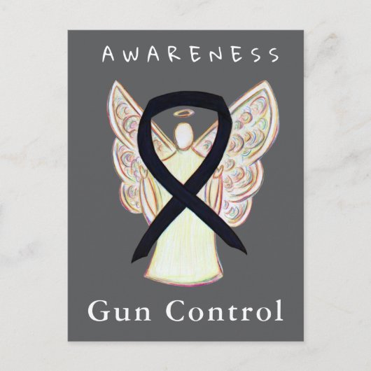Gun Control Awareness Black Ribbon Custom Cards ポストカード (正面)