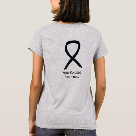 Gun Control Black Awareness Ribbon Custom Shirt Tシャツ (裏面)