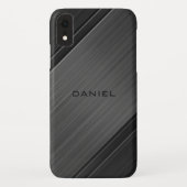 Gunmetalグレーテクスチャデザインパーソナライズされた名 Case-Mate iPhoneケース (裏面)