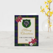 Gunn Scottish Clan Tartan & Crest カード (黄色い花)