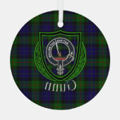 Gunn Scottish Clan Tartan & Crest ガラスオーナメント (裏面)