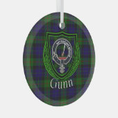 Gunn Scottish Clan Tartan & Crest ガラスオーナメント (正面右)
