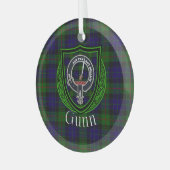 Gunn Scottish Clan Tartan & Crest ガラスオーナメント (正面左)