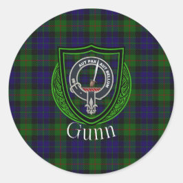 Gunn Scottish Clan Tartan & Crest ラウンドシール