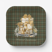 Gunn Weathered Tartan Christmas  Paper Plates ペーパープレート (正面)