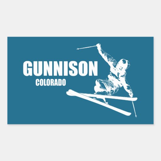 Gunnison Colorado Skier 長方形シール (正面)