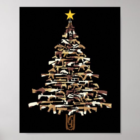 Guns Christmas Tree - Camo Print Xmas Gift For Gun ポスター (正面)