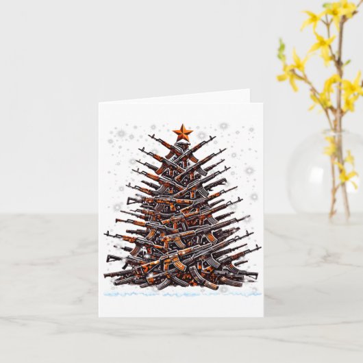 Guns Christmas Tree Funny Men Xmas 2024 For Gun Lo カード (黄色い花)