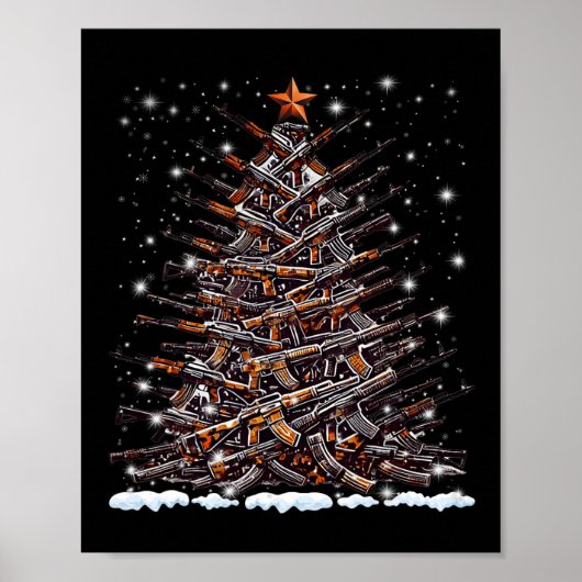 Guns Christmas Tree Funny Men Xmas For Gun Lover  ポスター (正面)