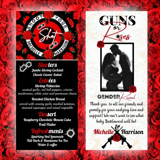 Guns or Roses Red & Black Gender Reveal Photo Menu メニュー