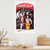 Gunsmoke Mat Dillonのキャストと子猫DocとFes ポスター (キッチン)