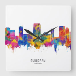Gurgaon Haryana Skyline スクエア壁時計