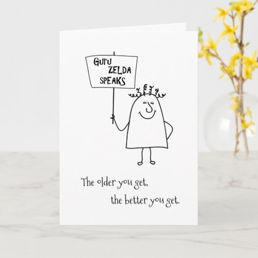 Guru Zelda追加の名前 – 年齢の束の誕生日挨拶 カード (黄色い花)