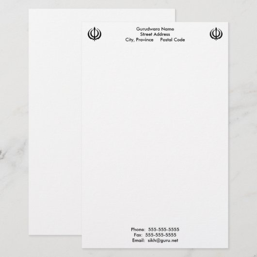 Gurudwaraのメモ帳 便箋 (正面/裏面)