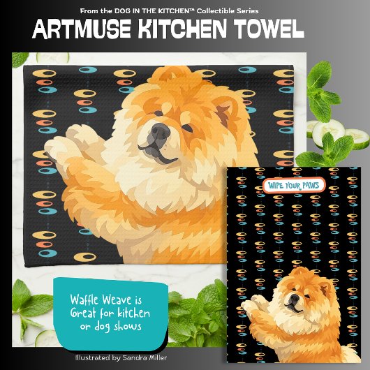 GUS red chow  - ArtMuse Kitchen Towels  キッチンタオル