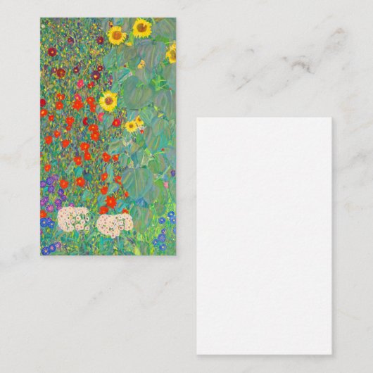 Gustavクリムト1907，ひまわりの農園。 名刺 (正面/裏面)