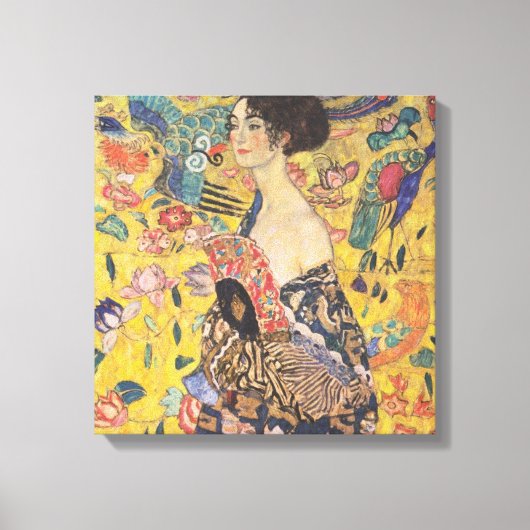 Gustavクリムト – ファン付き女性 キャンバスプリント (正面)