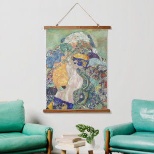 Gustavクリムト-ベビー(クレードル)ファインアート 吊り下げ型タペストリー