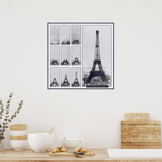 Gustav Eiffel's Tower Under Construction Poster ポスター (キッチン)