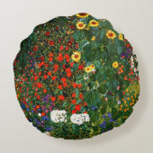 Gustav Klimt art - Farm Garden with Sunflowers ラウンドクッション (裏面)