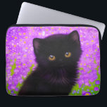 Gustav Klimt Cat ラップトップスリーブ<br><div class="desc">Laptop Sleeve featuring a Gustav Klimt cat! This fluffy kitty sits in a green field of purple flowers. A purr-fect gift for cat lovers and Austrian art enthusiasts!</div>