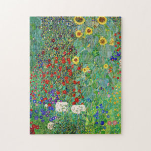 Gustav Klimt Farm Garden With Sunflowers Painting ジグソーパズル