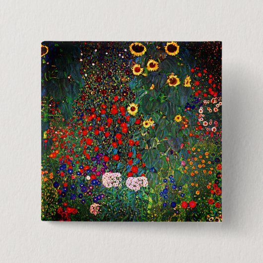 Gustav Klimt Flower Garden 缶バッジ (正面)