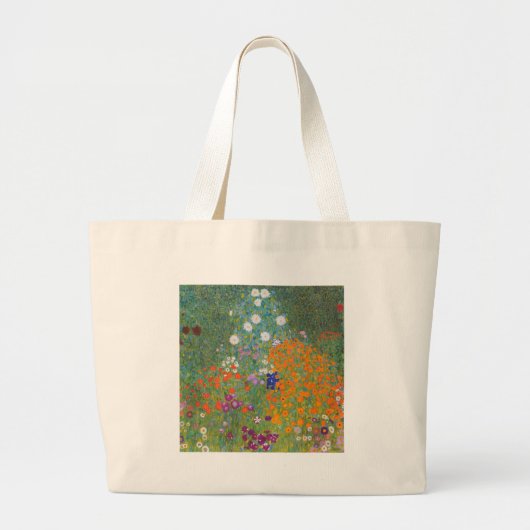 Gustav Klimt Flower Garden Cottage Nature ラージトートバッグ (正面)