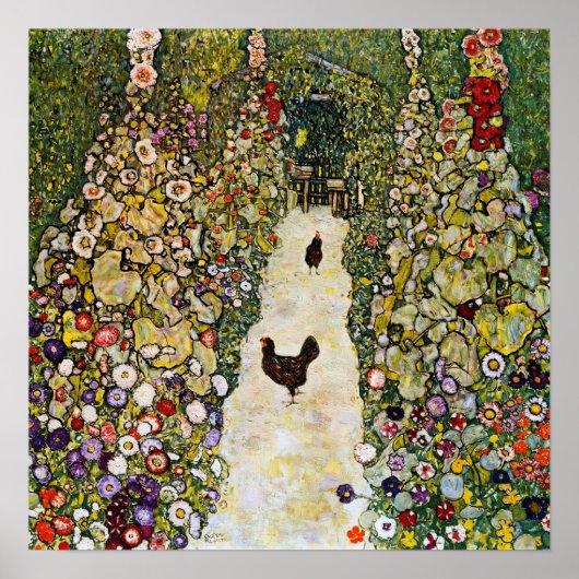 Gustav Klimt - Garden Path with Chickens ポスター (正面)