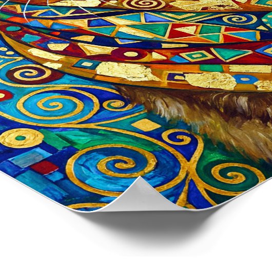 Gustav Klimt Grumpy Cat with Blue Eyes ポスター (角)