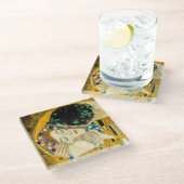 Gustav Klimt Kiss / Valentine's Day Romantic Art ガラスコースター (アングル)