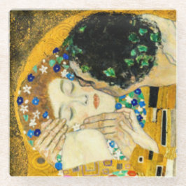 Gustav Klimt Kiss / Valentine's Day Romantic Art ガラスコースター