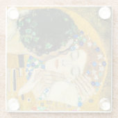 Gustav Klimt Kiss / Valentine's Day Romantic Art ガラスコースター (裏面)