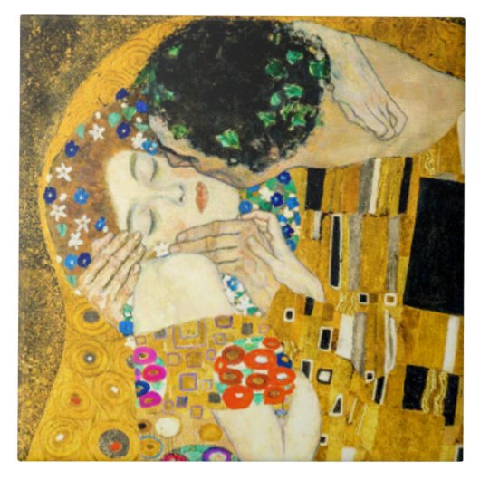 Gustav Klimt Kiss / Valentine's Day Romantic Art タイル (正面)