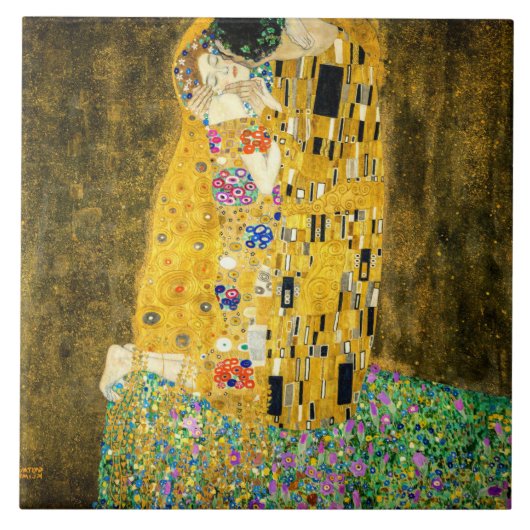 Gustav Klimt Kiss / Valentine's Day Romantic Art タイル (正面)